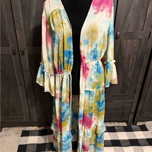 Cato Multicolor Kimono with Ruffle Sleeves